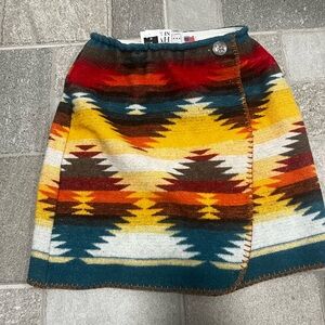 NWT Rhonda Stark Sunny Daze Wool Southwestern Wrap Skirt | Made in USA | Size S